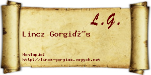 Lincz Gorgiás névjegykártya